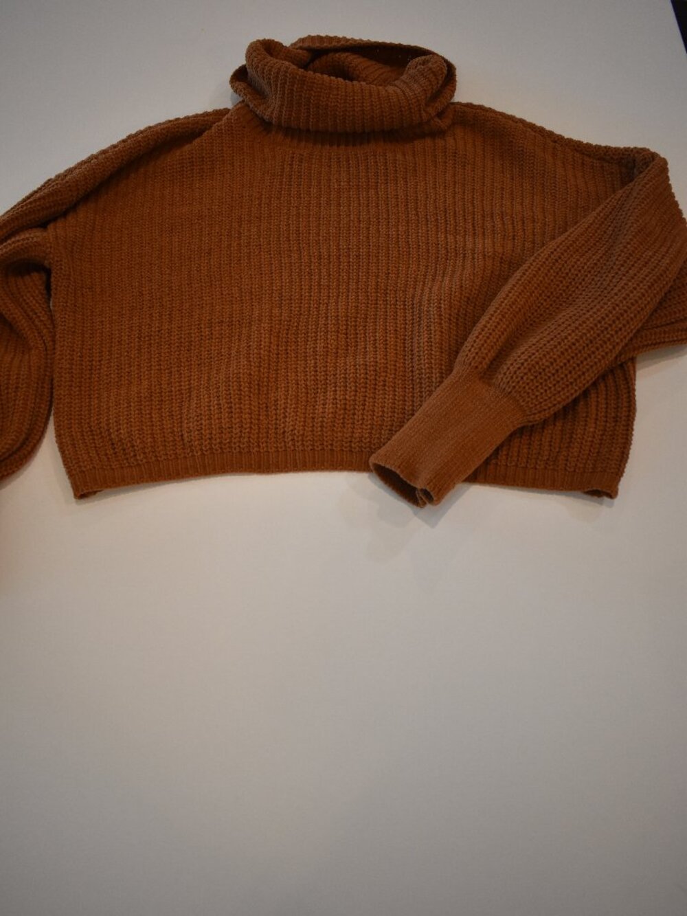 Hazel Moon Medium Women's Rust Brown Chunky Knit Turtleneck Sweater Oversized